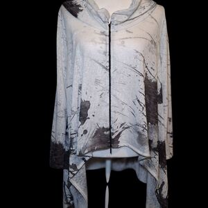 Ingrid Munt Art to Wear Paint Splatter Full Zip Cardigan Sweatshirt | Size Small